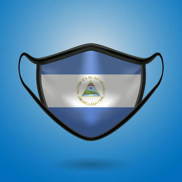 Masque Médical Protecteur Réaliste Avec Drapeau National Nicaragua Soins Santé — Image vectorielle