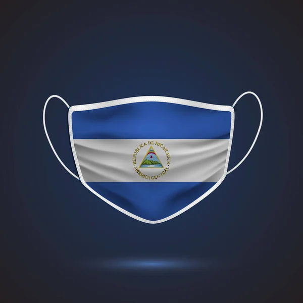 Masque Médical Protecteur Réaliste Avec Drapeau National Nicaragua Soins Santé — Image vectorielle