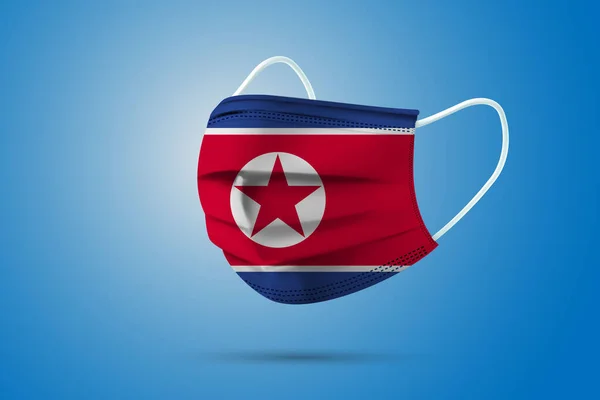 Máscara Médica Proteção Realista Com Bandeira Nacional Coreia Norte Saúde —  Vetores de Stock