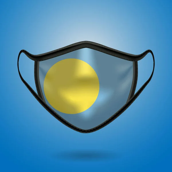 Realistic Protective Medical Mask National Flag Palau Health Care Medical — Stock Vector