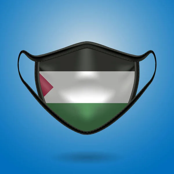 Ulusal Filistin Bayrağı Ile Gerçekçi Koruyucu Tıbbi Maske Sağlık Hizmeti — Stok Vektör