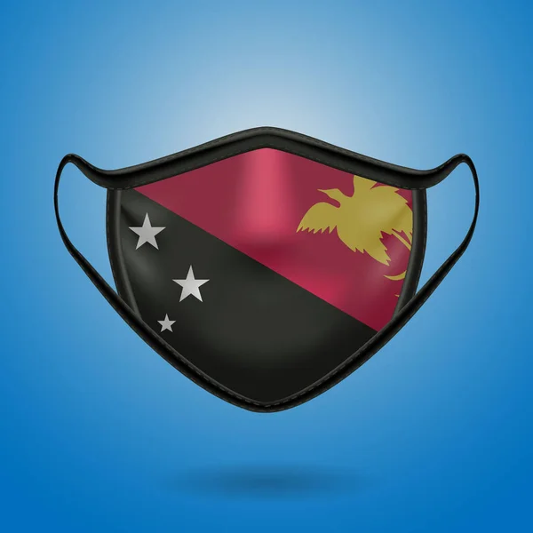 Máscara Médica Protección Realista Con Bandera Nacional Papúa Nueva Guinea — Vector de stock