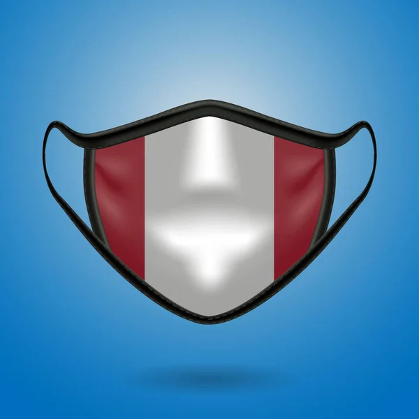 Masque Médical Protecteur Réaliste Avec Drapeau National Pérou Soins Santé — Image vectorielle