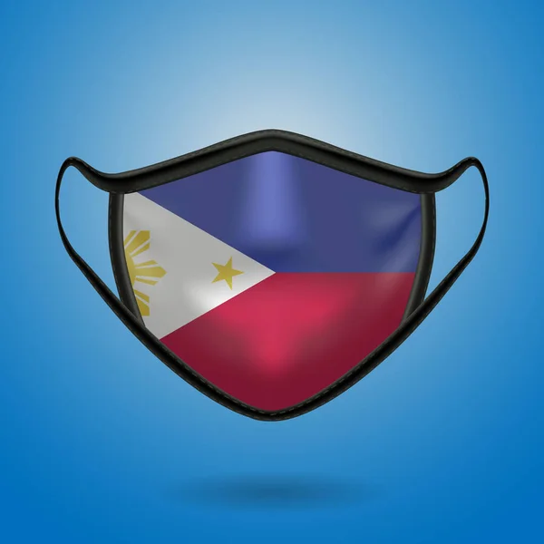 Máscara Médica Protección Realista Con Bandera Nacional Filipinas Salud Concepto — Archivo Imágenes Vectoriales