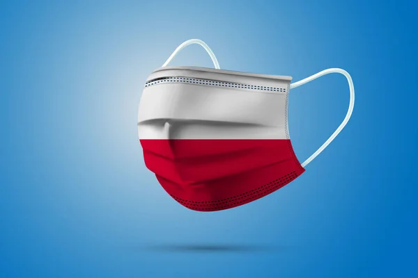 Masque Médical Protecteur Réaliste Avec Drapeau National Pologne Soins Santé — Image vectorielle