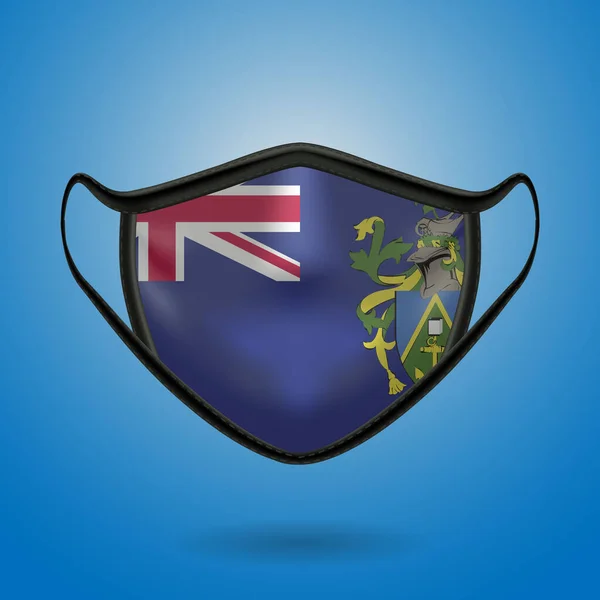 Realistisch Beschermend Medisch Masker Met Nationale Vlag Van Pitcairn Islands — Stockvector