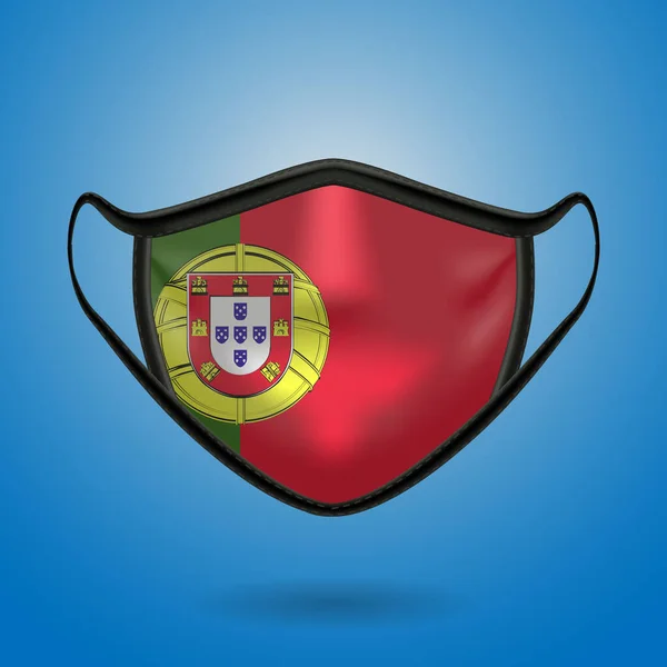 Topeng Pengobatan Perlindungan Realistik Dengan Bendera Nasional Portugal Layanan Kesehatan - Stok Vektor