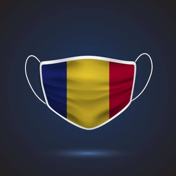 Máscara Médica Protección Realista Con Bandera Nacional Rumania Salud Concepto — Archivo Imágenes Vectoriales