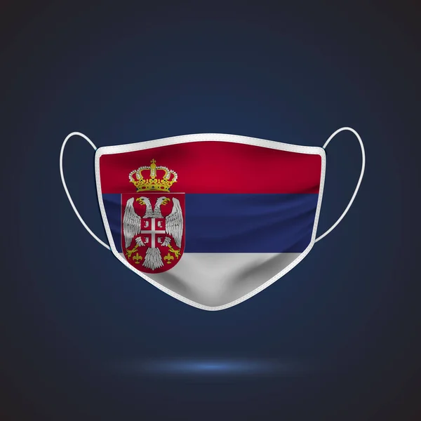 Máscara Médica Proteção Realista Com Bandeira Nacional Sérvia Saúde Conceito —  Vetores de Stock