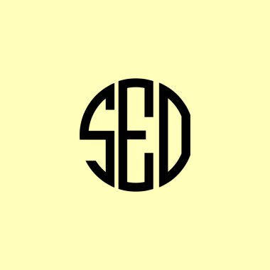 Yaratıcı Yuvarlak Harfler SEO Logosu. Bu başlangıç için hangi şirket veya markanın adı uygun olacaktır.