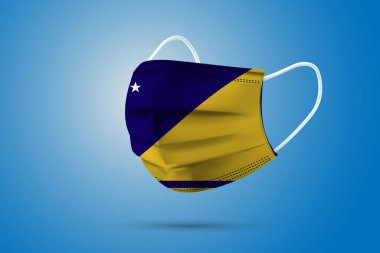 Ulusal Tokelau Bayrağıyla Gerçekçi Koruyucu Tıbbi Maske. Sağlık hizmeti ve bayraklı tıbbi konsept. Vektör illüstrasyonu.