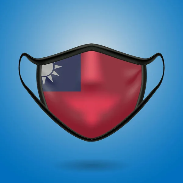 Realistická Ochranná Lékařská Maska Národní Vlajkou Tchaj Wanu Zdravotní Péče — Stockový vektor