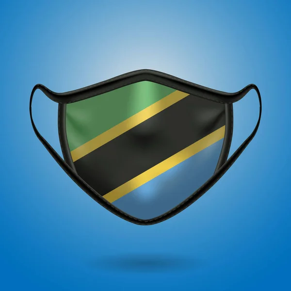 Máscara Médica Protección Realista Con Bandera Nacional Tanzania Salud Concepto — Archivo Imágenes Vectoriales