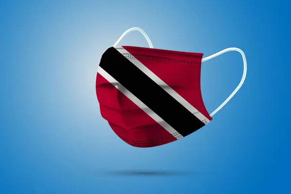 特里尼达和多巴哥国旗的现实保护医疗面具 保健和医疗概念与国旗 矢量说明 — 图库矢量图片
