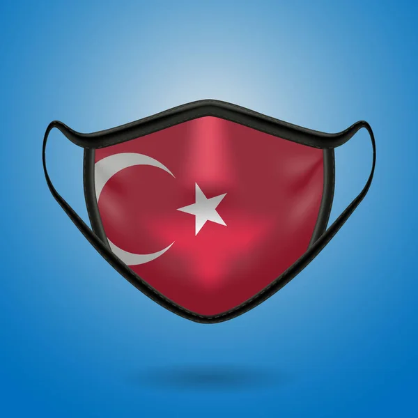 Realisztikus Védőorvosi Maszk Török Nemzeti Zászlóval Egészségügyi Orvosi Koncepció Zászlóval — Stock Vector