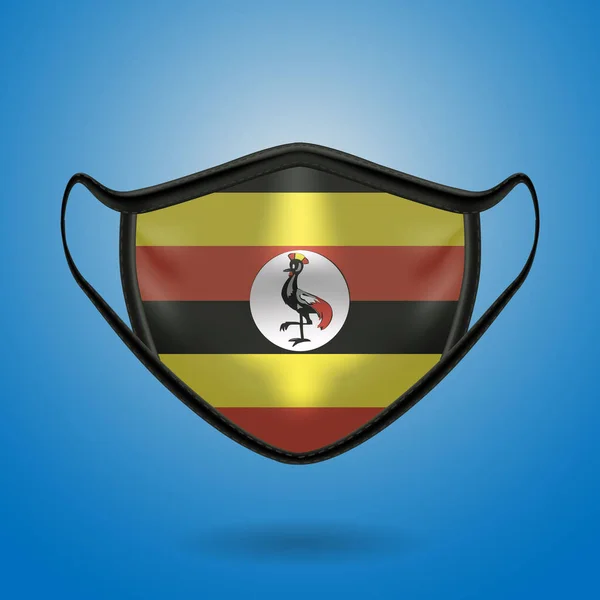 Máscara Médica Protección Realista Con Bandera Nacional Uganda Salud Concepto — Archivo Imágenes Vectoriales