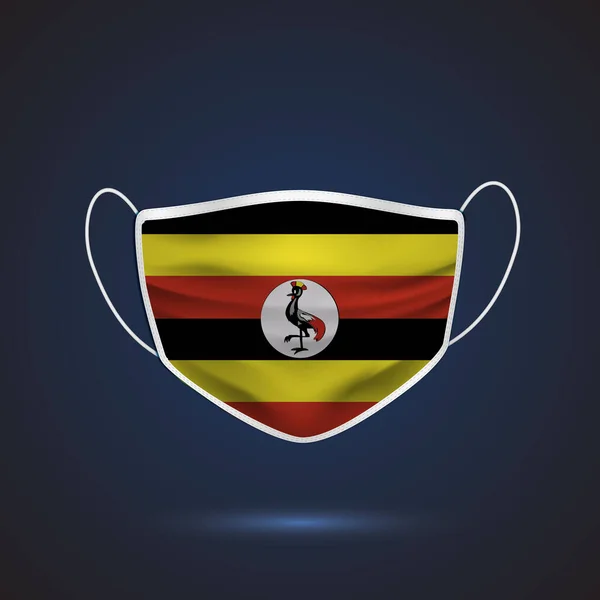 Máscara Médica Protección Realista Con Bandera Nacional Uganda Salud Concepto — Archivo Imágenes Vectoriales