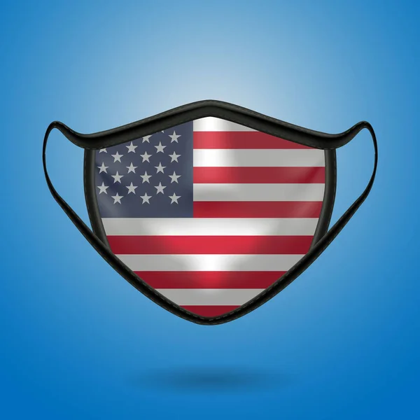 Masque Médical Protecteur Réaliste Avec Drapeau National Des États Unis — Image vectorielle