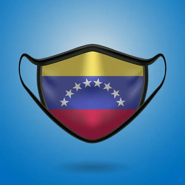 Ulusal Venezuela Bayrağı Ile Gerçekçi Koruyucu Tıbbi Maske Sağlık Hizmeti — Stok Vektör