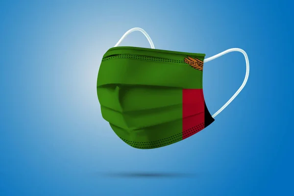 Reális Védő Orvosi Maszk Zambia Nemzeti Zászlóval Egészségügyi Orvosi Koncepció — Stock Vector