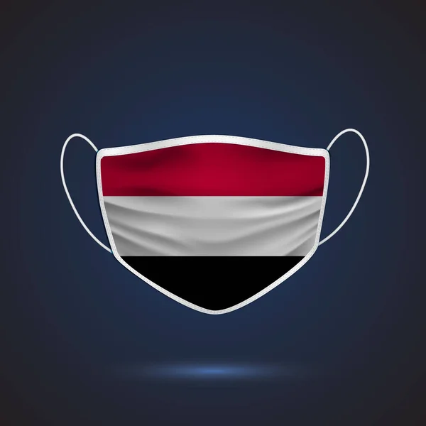 Realistische Medizinische Schutzmaske Mit Nationalflagge Des Jemen Gesundheitswesen Und Medizinisches — Stockvektor
