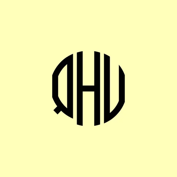 Creative Initial Letters Qhu Logo 会社やブランド名が最初のものを開始するのに適しています — ストックベクタ