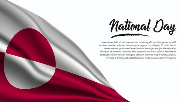 Bandeira Dia Nacional Com Fundo Bandeira Groenlândia Ele Será Usado — Vetor de Stock