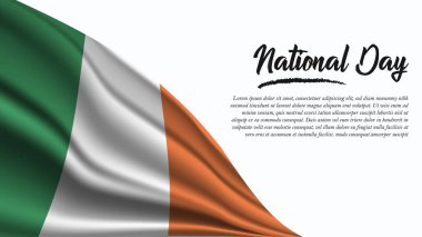 İrlanda Bayrağı geçmişi olan Ulusal Bayrak Bayramı. Poster ve Tebrik Kartı için kullanılacak. Vektör İllüstrasyonu.