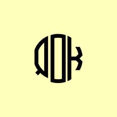 Yaratıcı Yuvarlak Harfler QOK Logosu. Bu başlangıç için hangi şirket veya markanın adı uygun olacaktır.