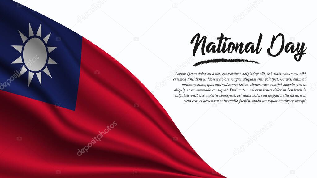 National Day Banner with Taiwan Flag background. It will be used for Poster, Greeting Card. Vector Illustration.