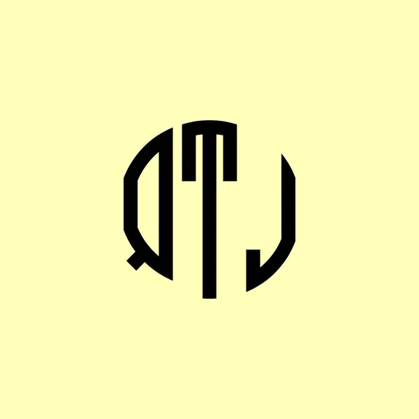 Lettres Initiales Arrondies Créatives Logo Qtj Conviendra Pour Quelle Entreprise — Image vectorielle