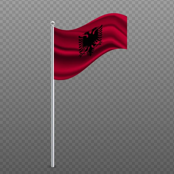 阿尔巴尼亚在金属杆上挥动国旗 矢量说明 — 图库矢量图片