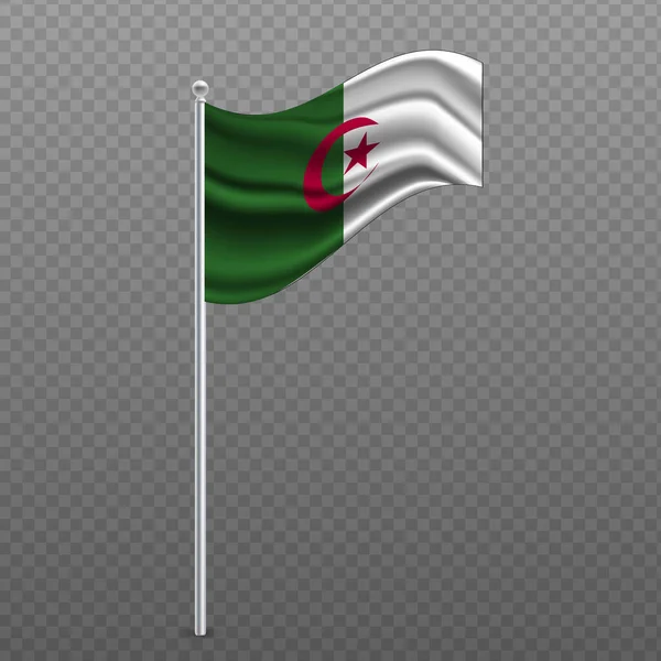 Algerien Schwenkt Flagge Metallstange Vektorillustration — Stockvektor