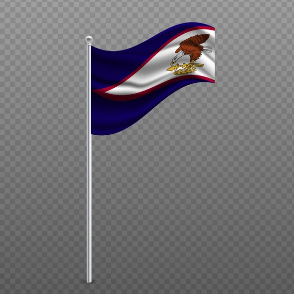 Amerikaans Samoa Zwaaiend Met Vlag Metalen Paal Vectorillustratie — Stockvector