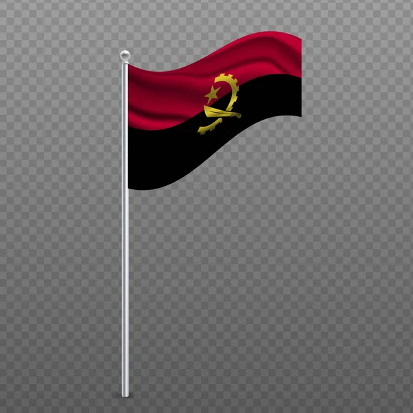 Angola Agitant Drapeau Sur Poteau Métallique Illustration Vectorielle — Image vectorielle