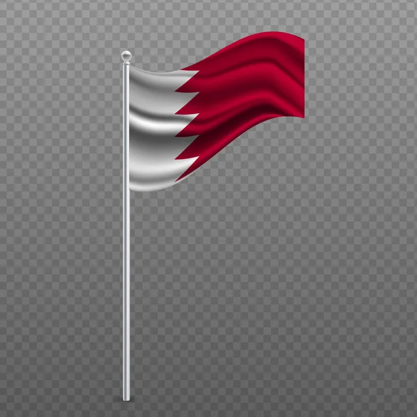 Bahrain Sventola Bandiera Palo Metallico Illustrazione Vettoriale — Vettoriale Stock