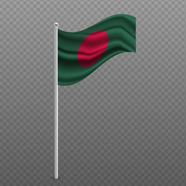 Bangladesch Schwenkt Flagge Metallstange Vektorillustration — Stockvektor