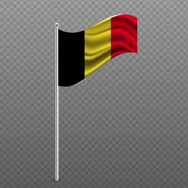 Bélgica Agitando Bandeira Poste Metal Ilustração Vetorial —  Vetores de Stock