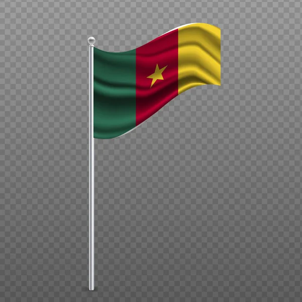 Cameroon Waving Flag Metal Pole Vector Illustration — Διανυσματικό Αρχείο