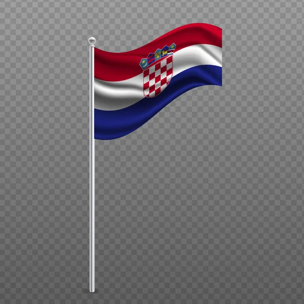 Kroatien Schwenkt Flagge Metallstange Vektorillustration — Stockvektor