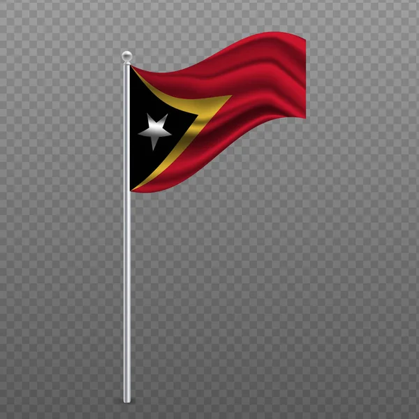 East Timor Waving Flag Metal Pole Vector Illustration — Stock Vector
