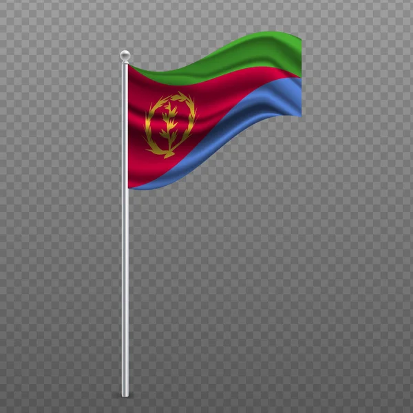 Eritrea Mengibarkan Bendera Tiang Logam Ilustrasi Vektor - Stok Vektor