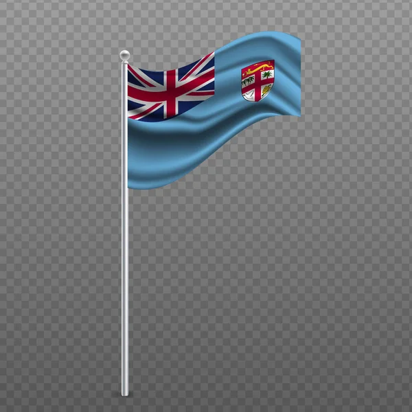 Fiji Agitando Bandeira Poste Metal Ilustração Vetorial — Vetor de Stock