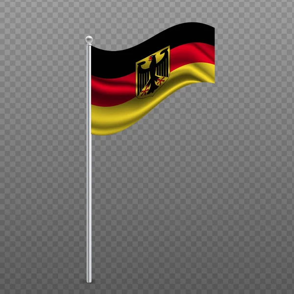 德国在金属杆上飘扬国旗 矢量说明 — 图库矢量图片