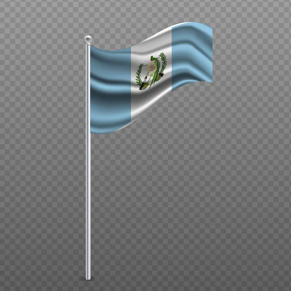 Guatemala Ondeando Bandera Poste Metal Ilustración Vectorial — Archivo Imágenes Vectoriales