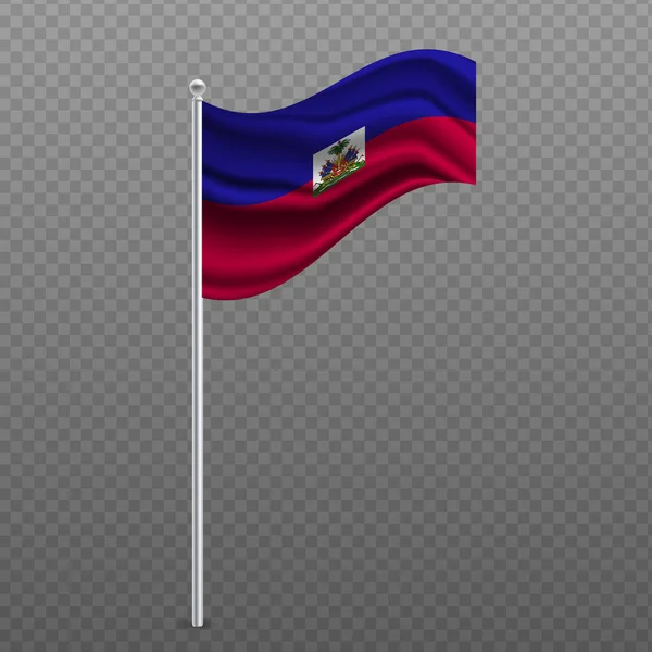 Haïti Zwaaiend Met Vlag Metalen Paal Vectorillustratie — Stockvector