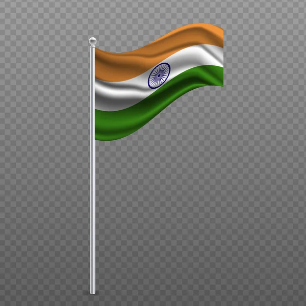 Indien Schwenkt Flagge Metallstange Vektorillustration — Stockvektor
