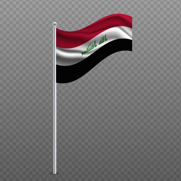 Irak Brandissant Drapeau Sur Poteau Métallique Illustration Vectorielle — Image vectorielle