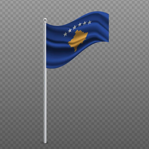 Kosovo Agitando Bandeira Poste Metal Ilustração Vetorial — Vetor de Stock