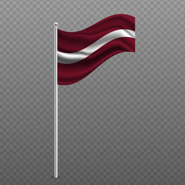 Latvia Waving Flag Metal Pole Vector Illustration — Διανυσματικό Αρχείο